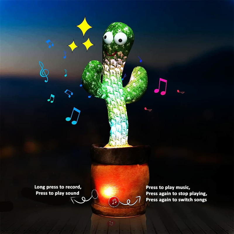mega shine Talking Cactus Baby Toys for Kids Dancing Cactus Toys(Multicolor)