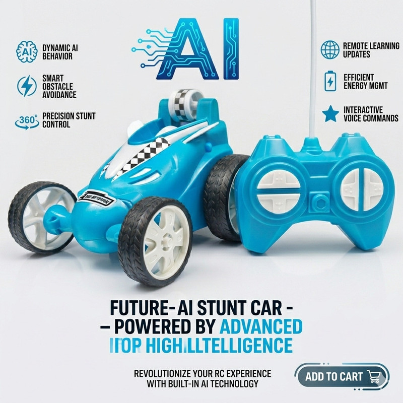 COMERCIO Remote Control Stunt Vehicle 360�Rotating Rolling Radio Electric Racing Car(Blue)
