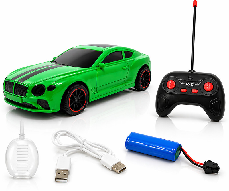 The Flyer's Bay Remote Control Car for Kids 4+ with Music, Lights & Spray, Rechargeable(Green)