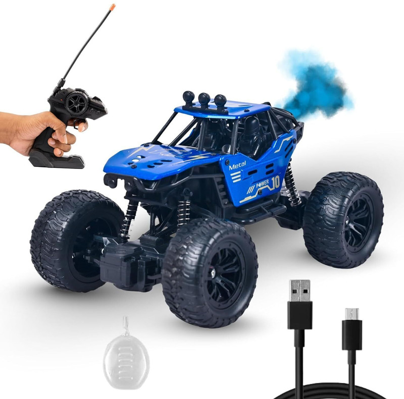 SCOOB Remote Control Car for Kids with Mist Smoke Spray,2 WD Monster Truck(Blue)