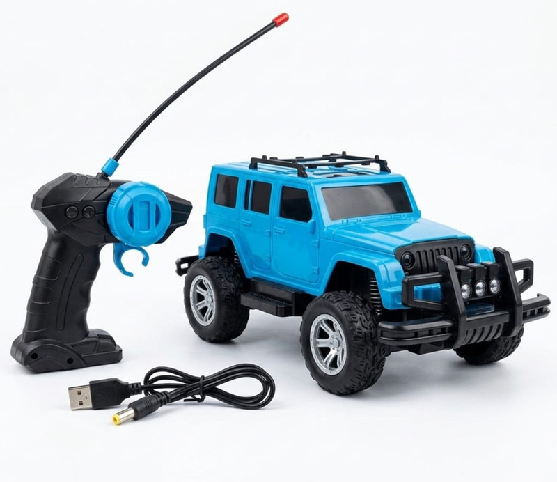 XQZMEE Remote Control Rock Crawler Monster Truck Jeep Car Toy with Light & Music(Black, Blue)