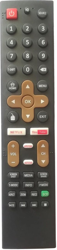 BhalTech Smart LED TV (Without Voice) Remote Control Old Remote Exactly Same Remote Will Only Work Compatible for Treeview Tv Remote Remote Controller(Black)