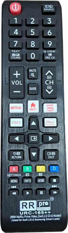 RR Pro URC-165++ With Smart Functions Remote Control Suitable For All Samsung HD LED Smart Tizen TV, LG Full HD LED Smart WebOS TV Remote Controller(Black)