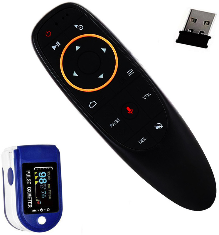 13-HI-13 WIRELESS REMOTE BLUETOOTH AIR MOUSE WITH GYROSCOPE VOICE FUNCTION FREE OXIMETER All smart TVs are compatible Remote Controller(Black)