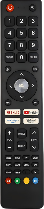 Crystonics LED-276 Smart TV Remote with Wifi & Mcast Function Compatible with Foxsky HD Smart LED TV Model No 43FS-VS/2026, 32FSELS Pro Remote Controller(Black)