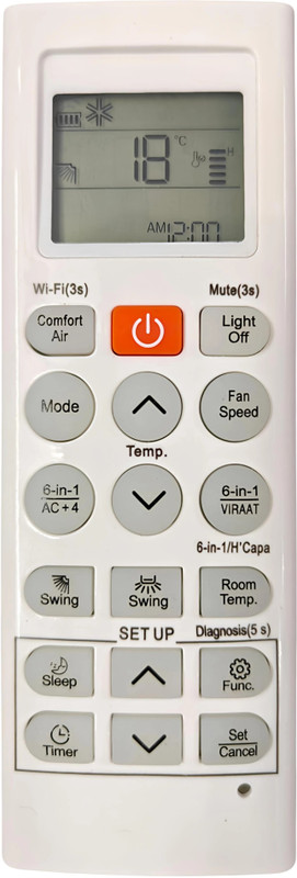 EHOP AC-36U AKB75215411 Compatible remote control for inverter AC with 6in1 Viraat function Lg Remote Controller(White)