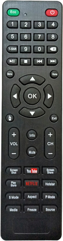 ERNIL Remote Compatible For SMART LED TV WITH NETFLIX YOUTUBE FUNCTIONS SONY/MEPL/iAir/Wybor/BPL/Visio World TV(Your Old Remote Must be Exactly Same) Remote Controller(Black)