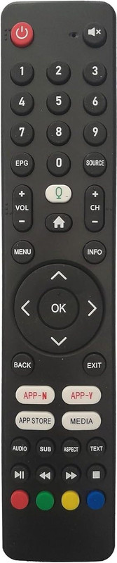 ANM Remote Compatible For Elista Smart TV ( NON-VOICE ) Quadrix Intex SFF4311 - Only same model Remote Controller(Black)
