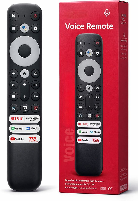 Logniac Voice Command Remote Control RC902V Compatible for TCL Smart Led Tv Voice command TCL Smart Remote Controller(Black)