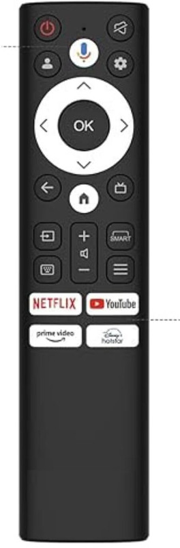arhan Compatible with Acer Tv Remote Original Model Suitable Smart Android 2K 4K ACER TV REMOTE Remote Controller(Black)