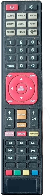 TIZOQ Replacement Remote Control Compatible for Worldtech Smart LED TV (311 body 2 Yellow Button) | Smart LED TV Worldtech Smart LED TV Remote Controller(Black)