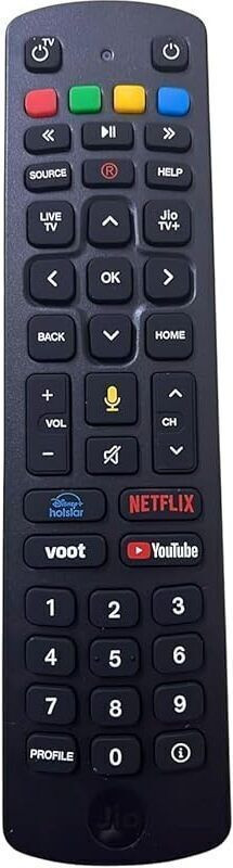 TTH NA JIO DTH Remote with Voice Feature (Please Match Image with Old Remote) Jio, Jio TV, With Voice Function, Jio TV DTH, Jio DTH Remote Controller(G-O TV, With Voice Function, G-O DTH Remote Controller (Black))