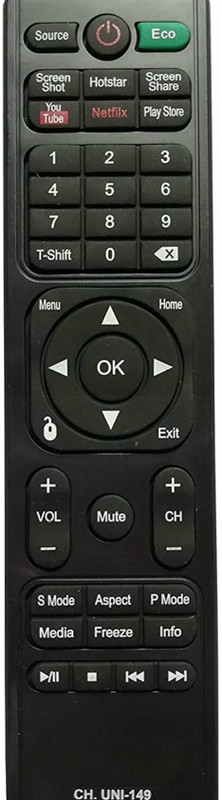 J.K. WEBSHOP Remote Control Compatible for Wybor LCD/LED TV (UNI-149) Exactly Same Remote Will Only Work Remote Controller(Black)