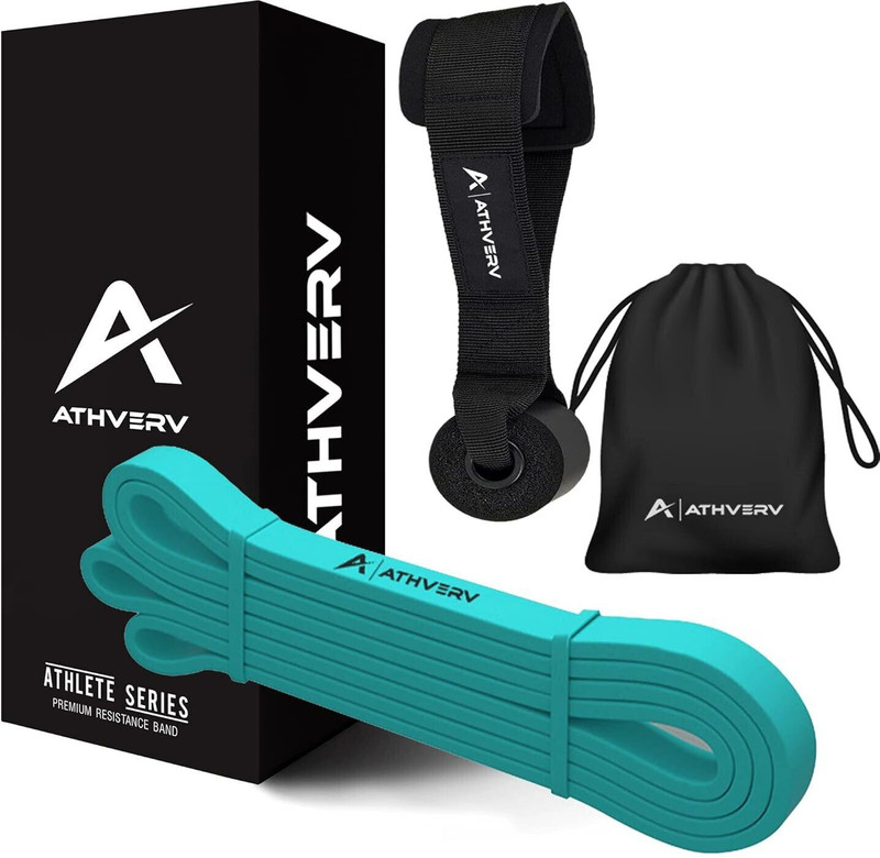 ATHVERV Heavy Resistance Band with Door Anchor, Pull Up Assist Band for Stretching Resistance Tube(Green)