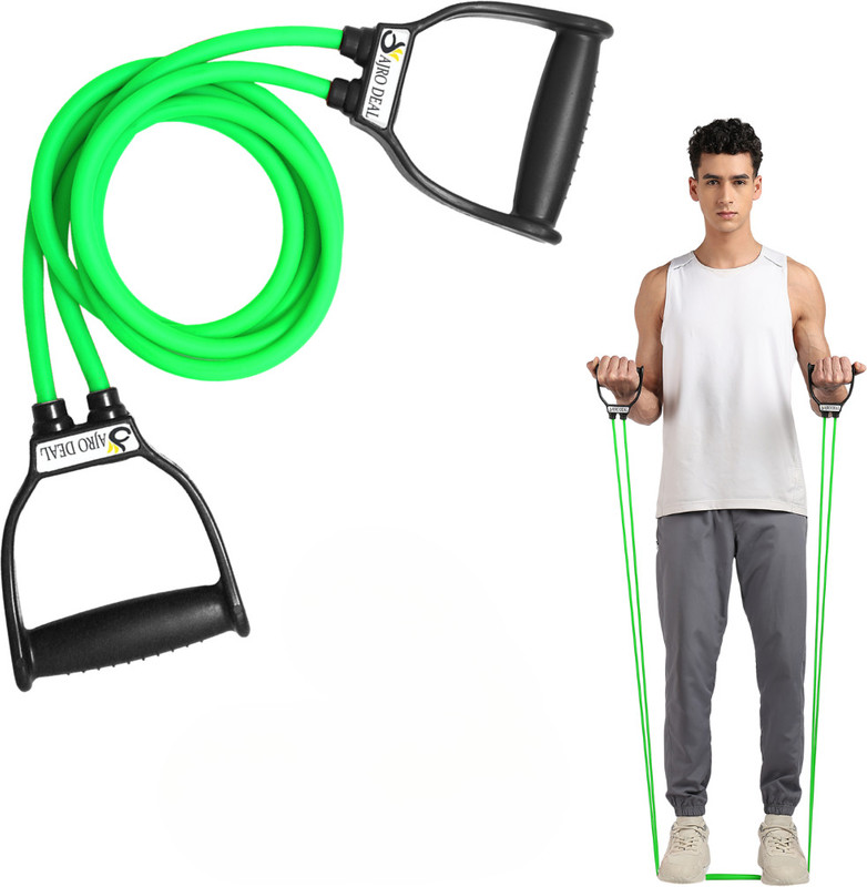 AJRO DEAL Double Toning Tube Handles Medium Resistance Tube Resistance Tube Resistance Tube(Green, Black)
