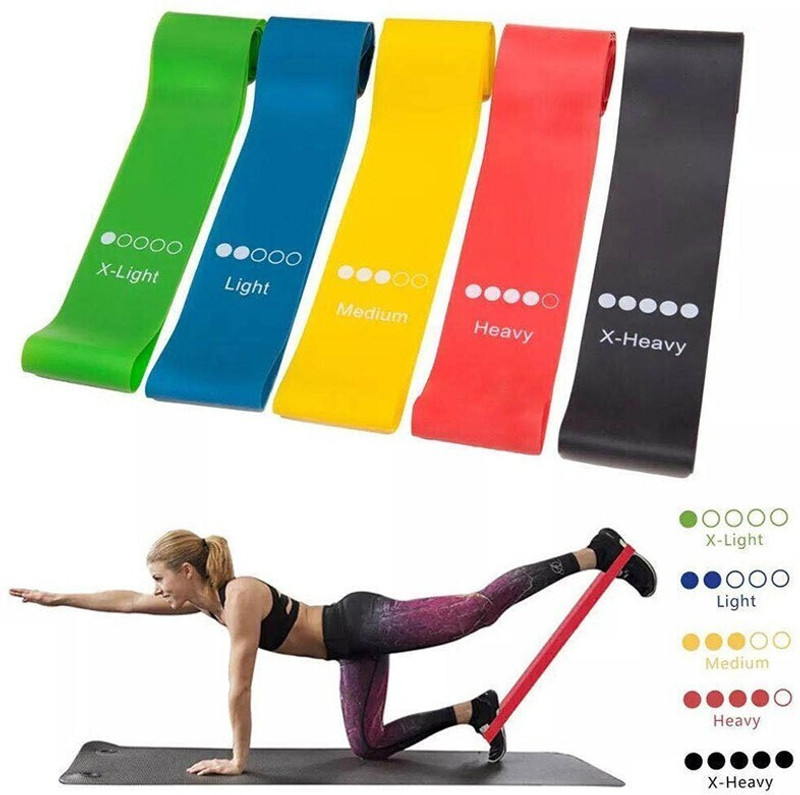 DASS Loop Band 24-inch Set of 5 for Physical Home Fitness Therapy Stretching Resistance Tube(RED, BLACK, YELLOW, BLUE AND GREEN)