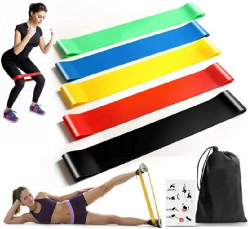 BOLDDISH Loop Bands for Loop Elastic Belt Rope 5 set (Pack of 5) Resistance Tube(Multicolor)