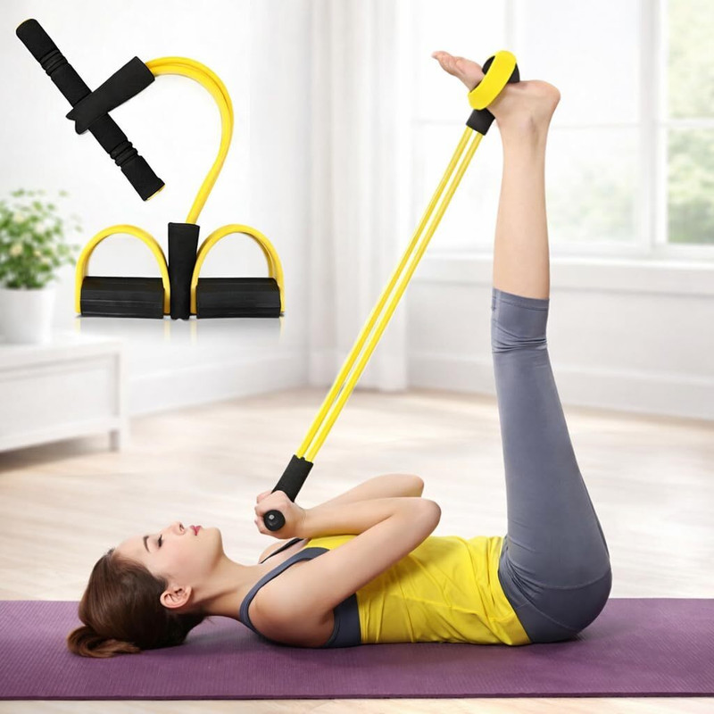 STARZZ Pull Reducer Training Bands Body Pedal Exerciser 4 Tube Resistance Band Tube Resistance Tube(Black-Yellow)