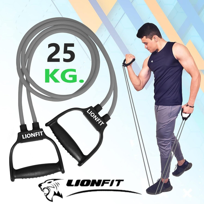 LIONFIT Workout Band Resistance Tube for Full-Body Fitness & Dumbbell Replacement Resistance Tube(Grey)