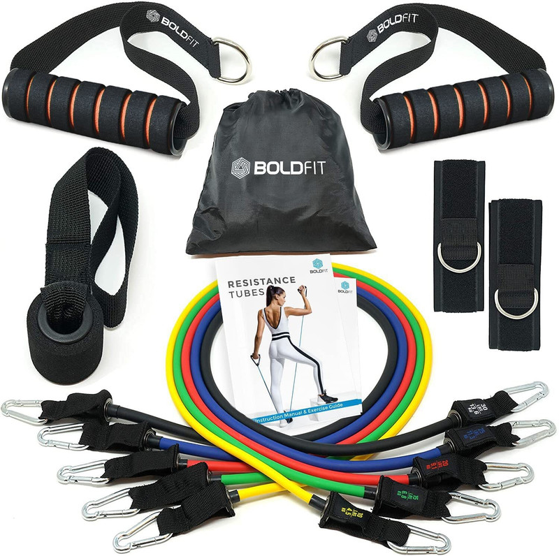 BOLDFIT Set For Men Women Gym Workout Equipment For Exercise Stretching Resistance Tube(Multicolor)