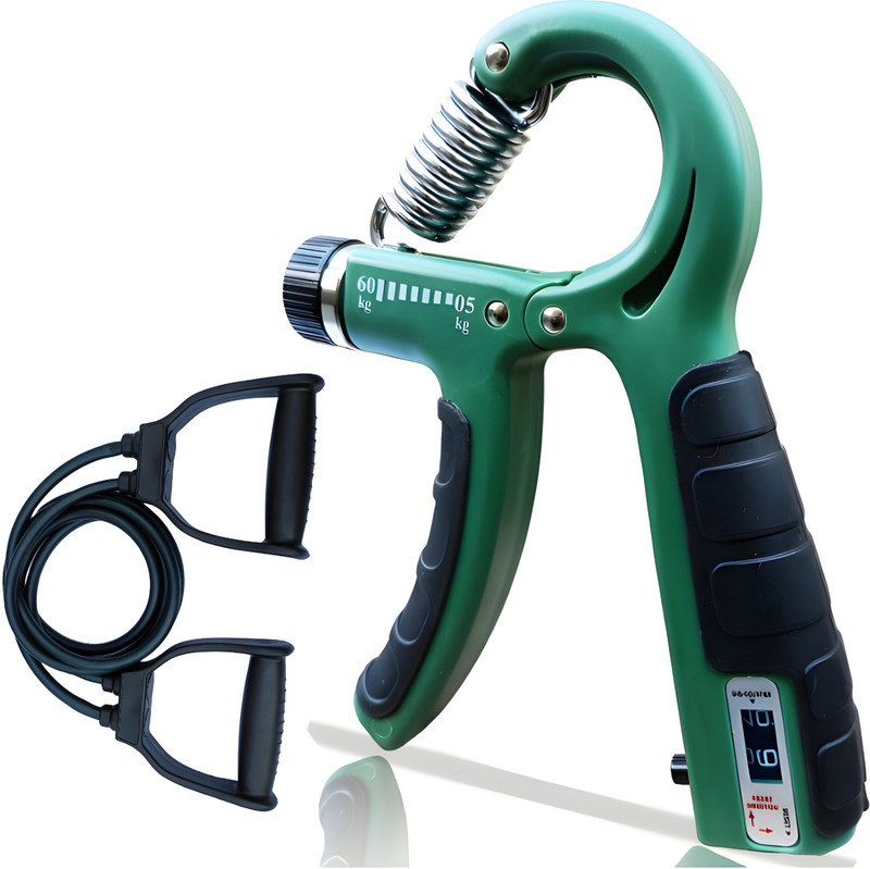 FITIVA Combo Double Toning Tube with Hand Gripper Fitness Combo | Resistance Band Resistance Tube(Green, Black)