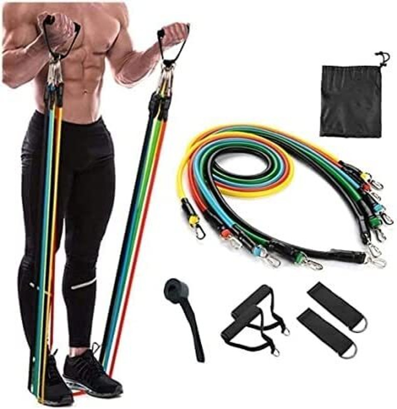 DEESHINE Resistance Bands Set Tubes for Fitness Resistance Tube(Yellow, Red, Black, Blue, Green)