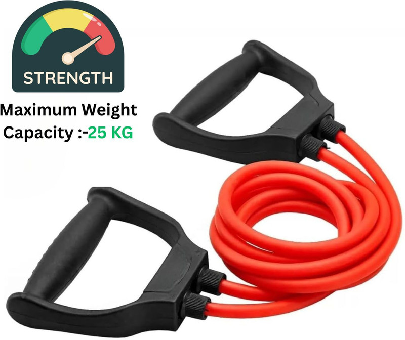 Shopeleven Home Gym Double Resistance Tube, Durable Rubber Pull Rope for Total Body Fitness Resistance Tube(Red)