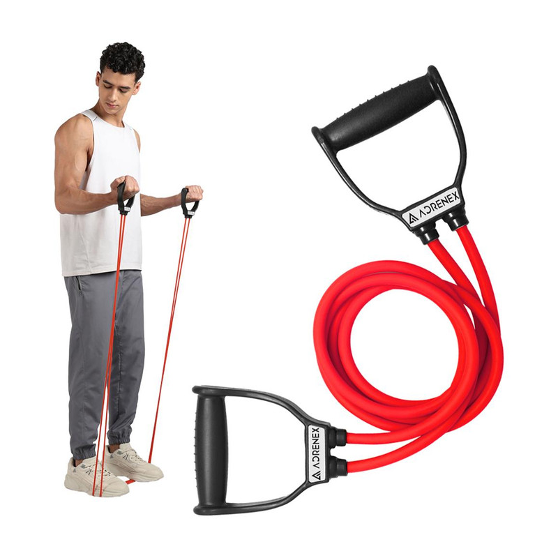 Adrenex Resistance Tube Band with Handles for Strength Training Resistance Tube(Red)
