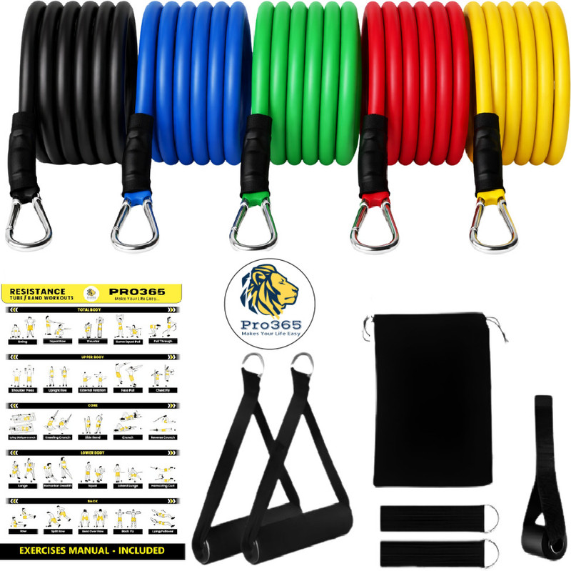 PRO365 Resistance Bands Kit for Strength and Flexibility for Home Gym Workout Resistance Tube(Multicolor)
