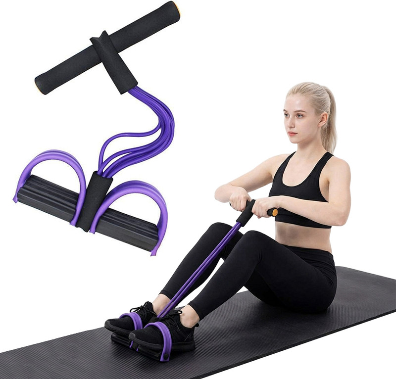 PLAY HARD Multifunction Tension Rope 6 Tube Elastic Yoga Pedal Puller Resistance Band for Resistance Tube(Purple)