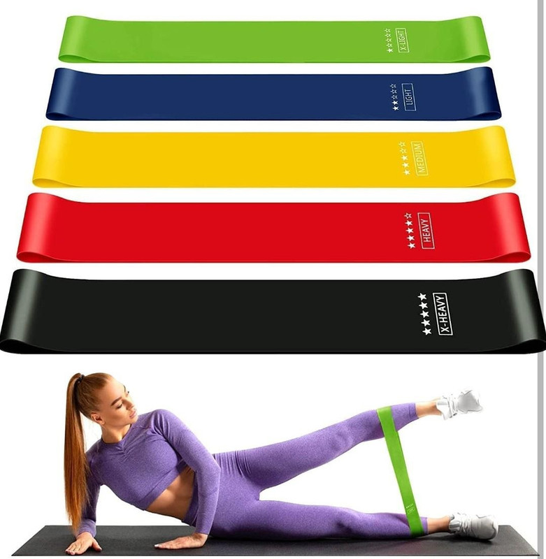 Bvolence Premium Latex Resistance Bands for Strength Training Yoga and Pilates (Set of 5) Resistance Tube(GREEN || X - LIGHT, YELLOW || LIGHT, RED || MEDIUM, BLUE || HEAVY, BLACK || X- HEAVY)