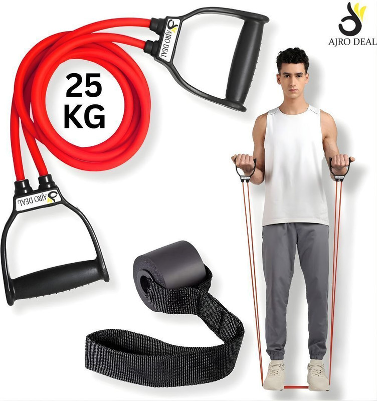 AJRO DEAL Toning Double, Door Anchor, Exercise Guide Resistance Tube(Red, Black)