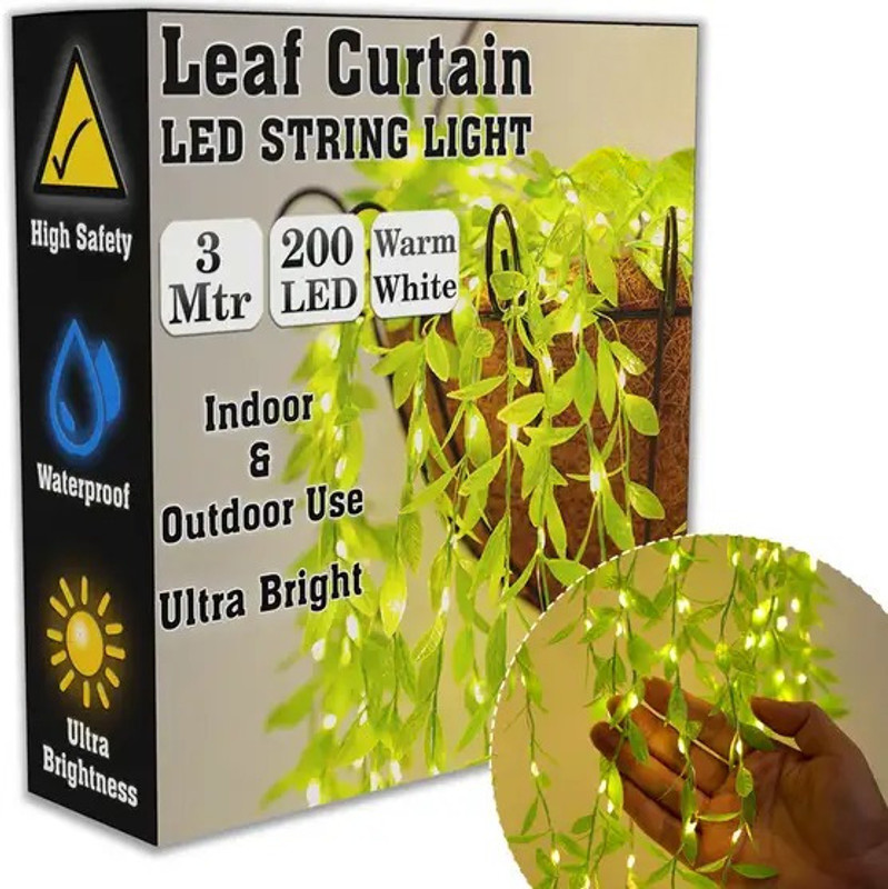 Aubade 200 LEDs 3 m Yellow Flickering Leaf Rice Lights(Pack of 1)