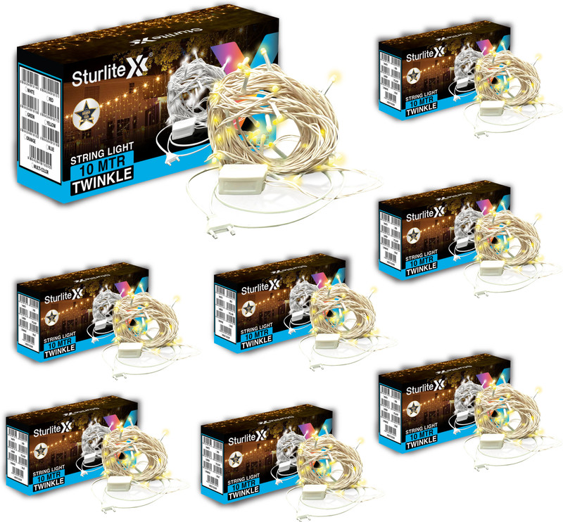 Sturlite 46 LEDs 10 m Yellow Flickering, Steady Bulb Rice Lights(Pack of 8)