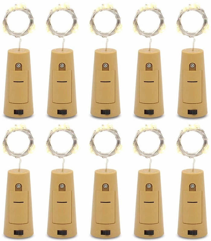 COMBO 4 quantity bottle cork led string lights 2 meter 20 led warm white 20 LEDs 1.98 m White Color Changing Bottle Rice Lights(Pack of 10)