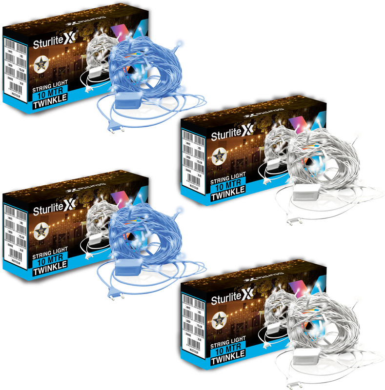 Sturlite 46 LEDs 10 m Blue, White Flickering, Steady Bulb Rice Lights(Pack of 4)