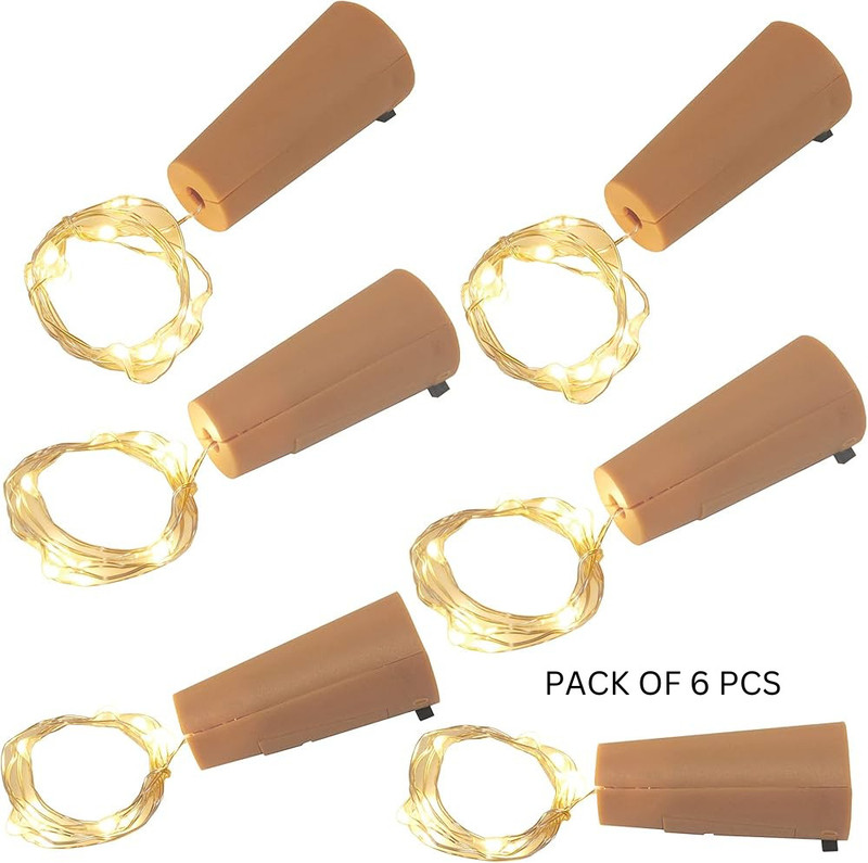 DIZZTY 25 LEDs 1 m Yellow Steady Christmas Tree Rice Lights(Pack of 6)