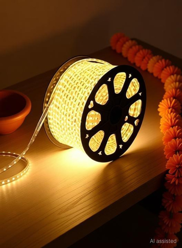 spark world 1200 LEDs 15 m Yellow Steady Strip Rice Lights(Pack of 1)