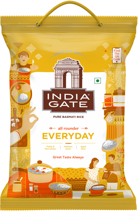 INDIA GATE All Rounder Everyday | Aged Rice | Fluffy & Non-Sticky Basmati Rice (Medium Grain, Polished)(5 kg)