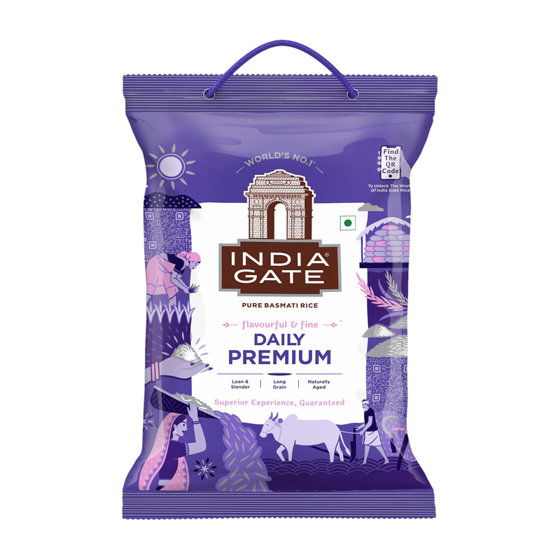 INDIA GATE Flavourful & Fine Daily Premium Basmati Rice (Long Grain, Polished)(5 kg)