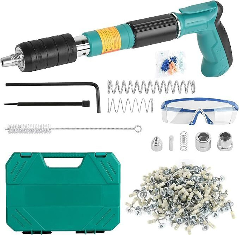 Clefairy Manual Steel Nail Gun Tool with 10pcs Nails, 3 Speed Adjustable Steel Nail Gun Heavy Duty Fast Hitting Rivet Gun
