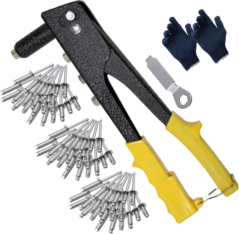 Digital Craft Non-Slip 10-Inch Rivet Plier with 2.4,3.2,4.0mm Rivet Tip and 30pcs Blind Rivet Medium Duty Slow Hitting Rivet Gun