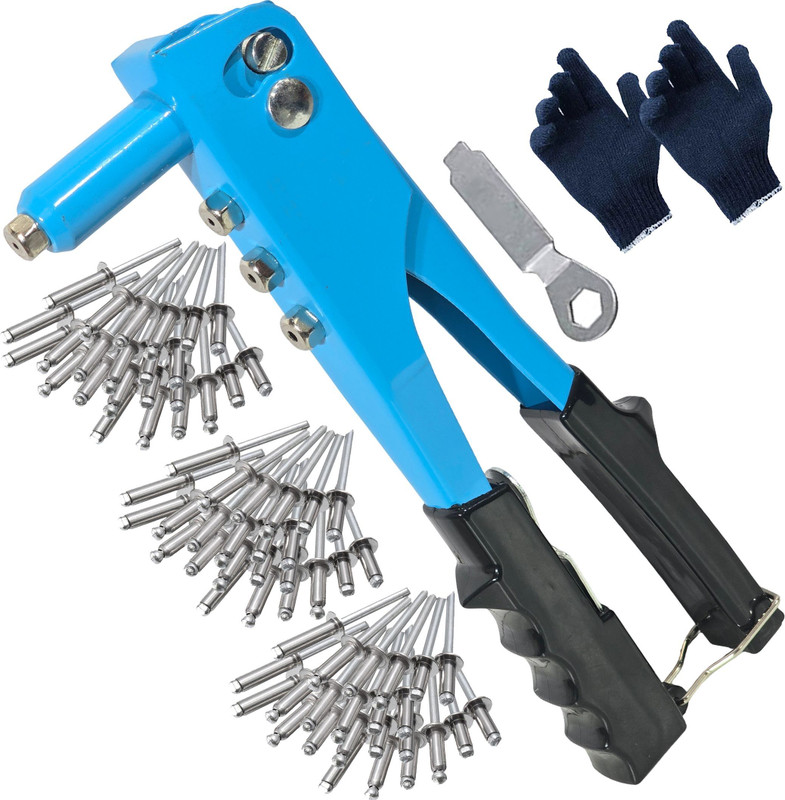 Digital Craft 10” Hand Pop Rivet Gun – 2.4, 3.2, 4.0mm Rivet Sizes + 30pcs Blind Rivets Medium Duty Slow Hitting Rivet Gun