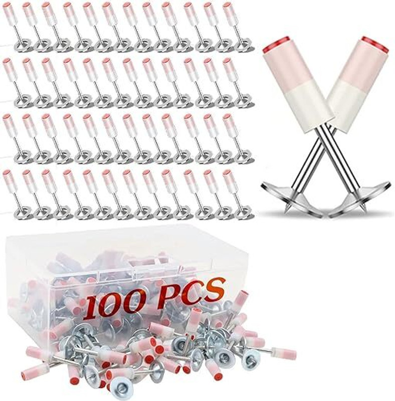 Jiyancreation 100 PCS 7.3 MM Mini Round Nails for Nail Gun Wall Fastening Tool Rivet(Stainless Steel)