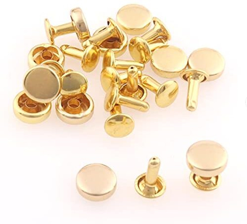 Tia Rivet Button Round Shaped Metal Rivets for DIY Leather Bag (Size-10mm) Rivet(Gold)