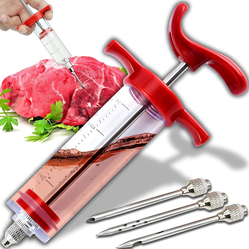 varni impex Marinade Injector Syringe for BBQ and Grill with 3 Needles Fillings BBQ Injector(Pack of 3)