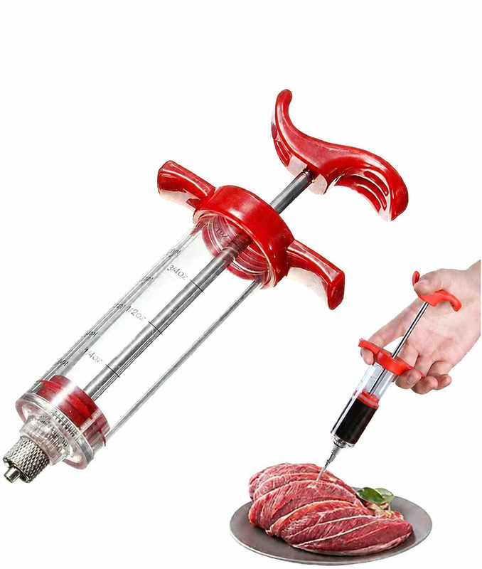 ahirkano Meat Marinade Injector with Cleaning Brush and Multiple Needles Fillings BBQ Injector(Pack of 3)