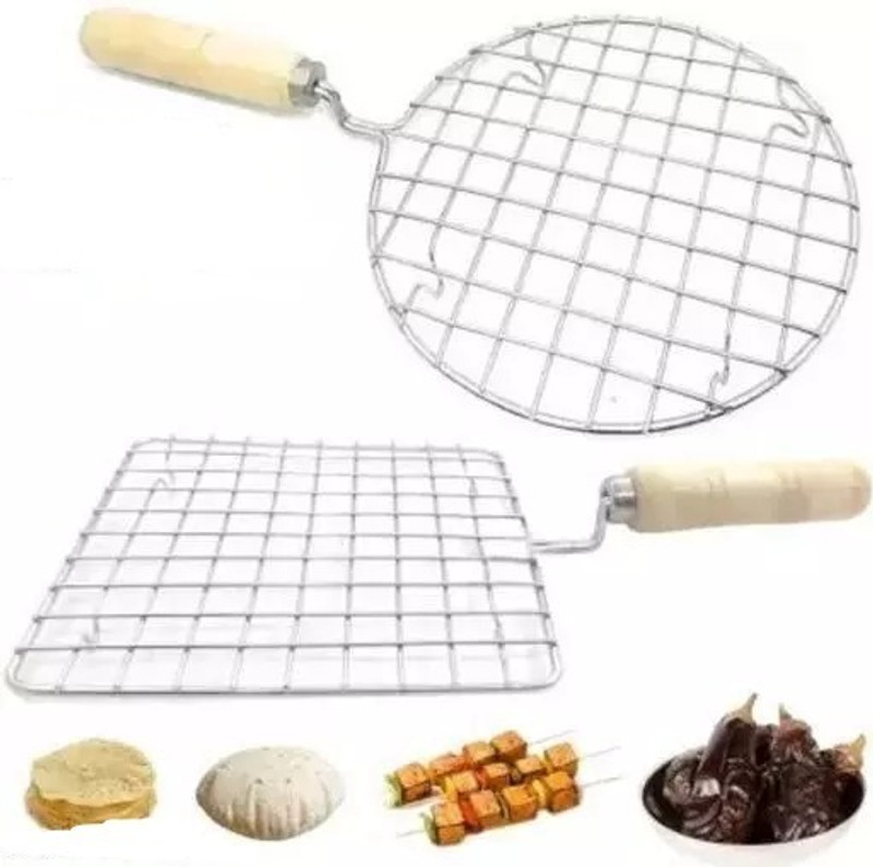 LSARI Stainless Steel Square Round Papad Jali Roaster 1 kg Roaster(Silver)