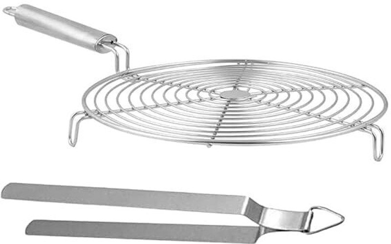 NOHUNT Stainless Steel Round Roaster Jali Griller with Steel Tong, Roti -Chapati Chimta 1 kg Roaster(Silver)