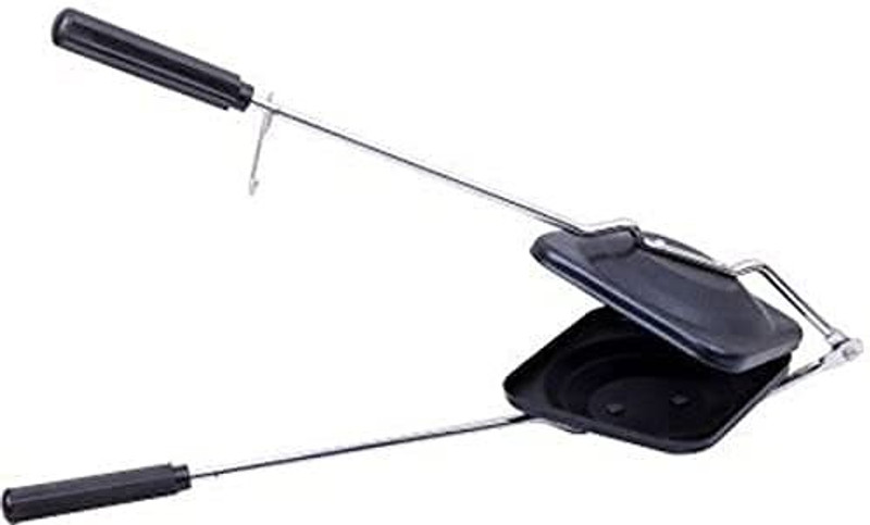 HM EVOTEK Aluminium Non Stick Sandwich Toaster for Bread Toast on Gas Stove Only Toast Sandwich Maker(Black)